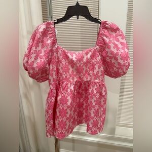 Entro Peplum Pink Lace Top
